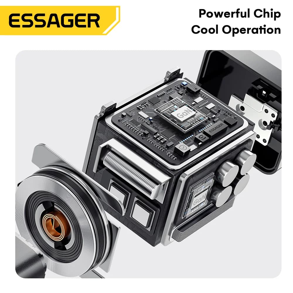 Pengecas GaN 65W dengan Kabel Boleh Tarik Balik