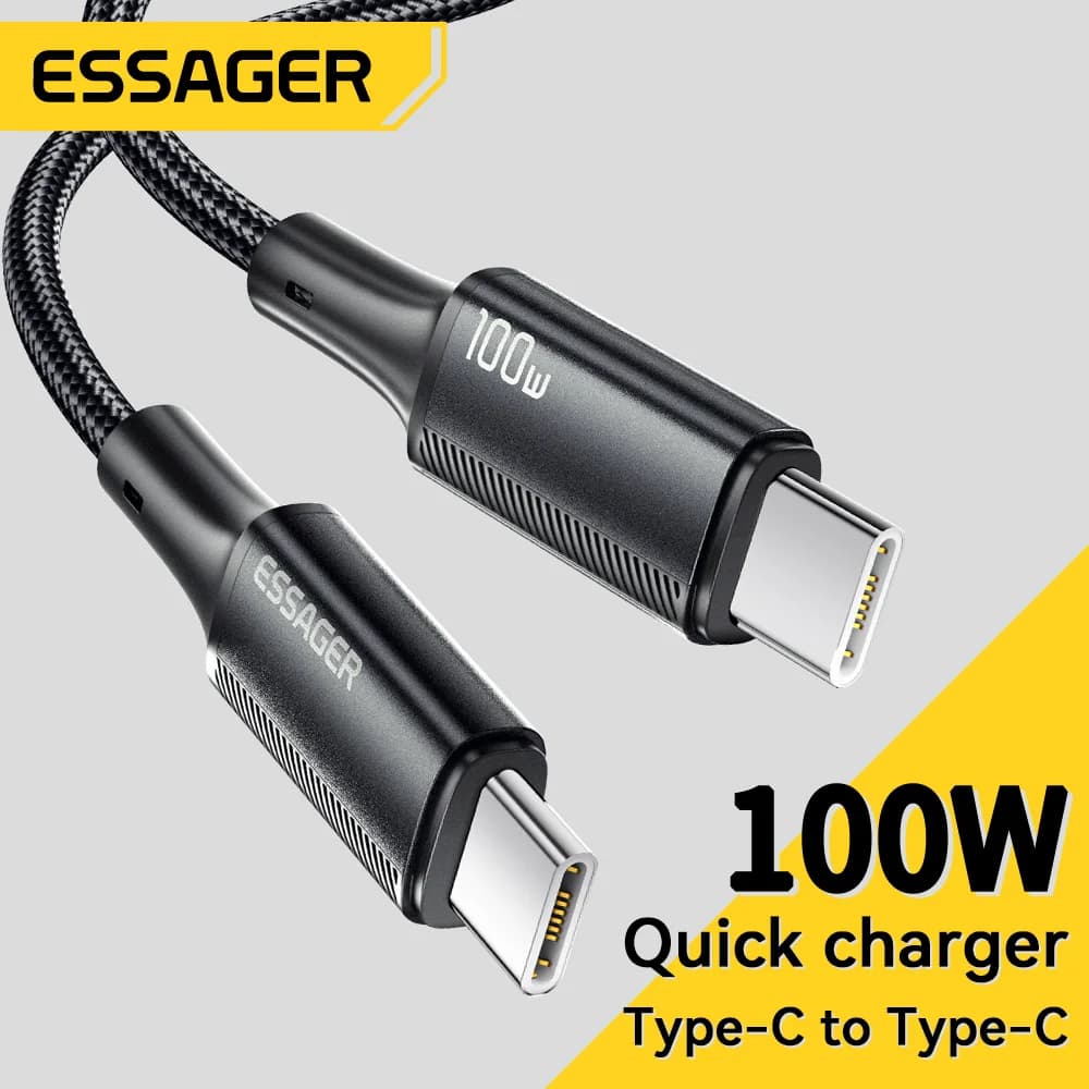 Kabel USB-C ke USB-C Pengecasan Pantas PD 100W