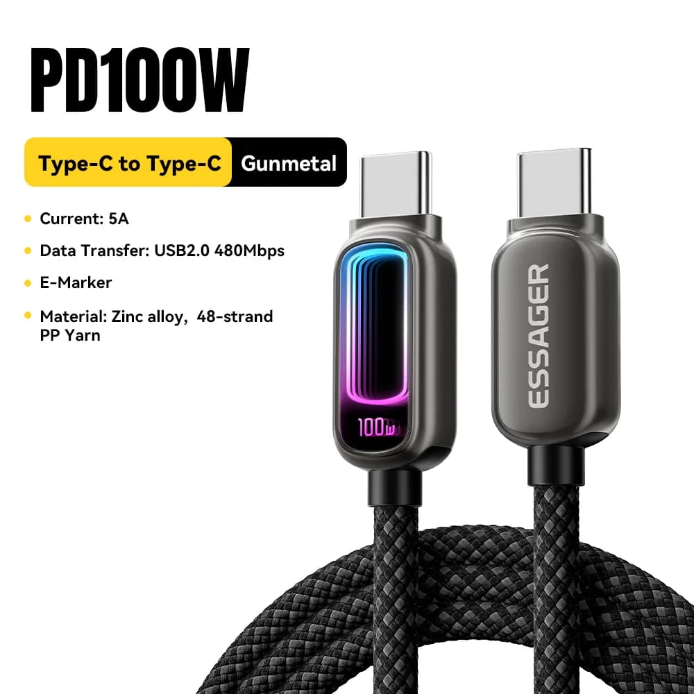 Kabel USB-C ke USB-C 240W dengan Sokongan PD 3.1 100W