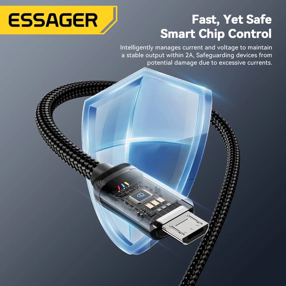 Kabel Pengecasan Pantas 2-dalam-1 USB Type-C dan Micro USB