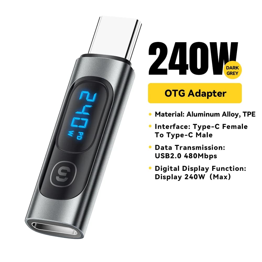 Penyesuai USB-C ke USB-C OTG dengan Paparan Digital