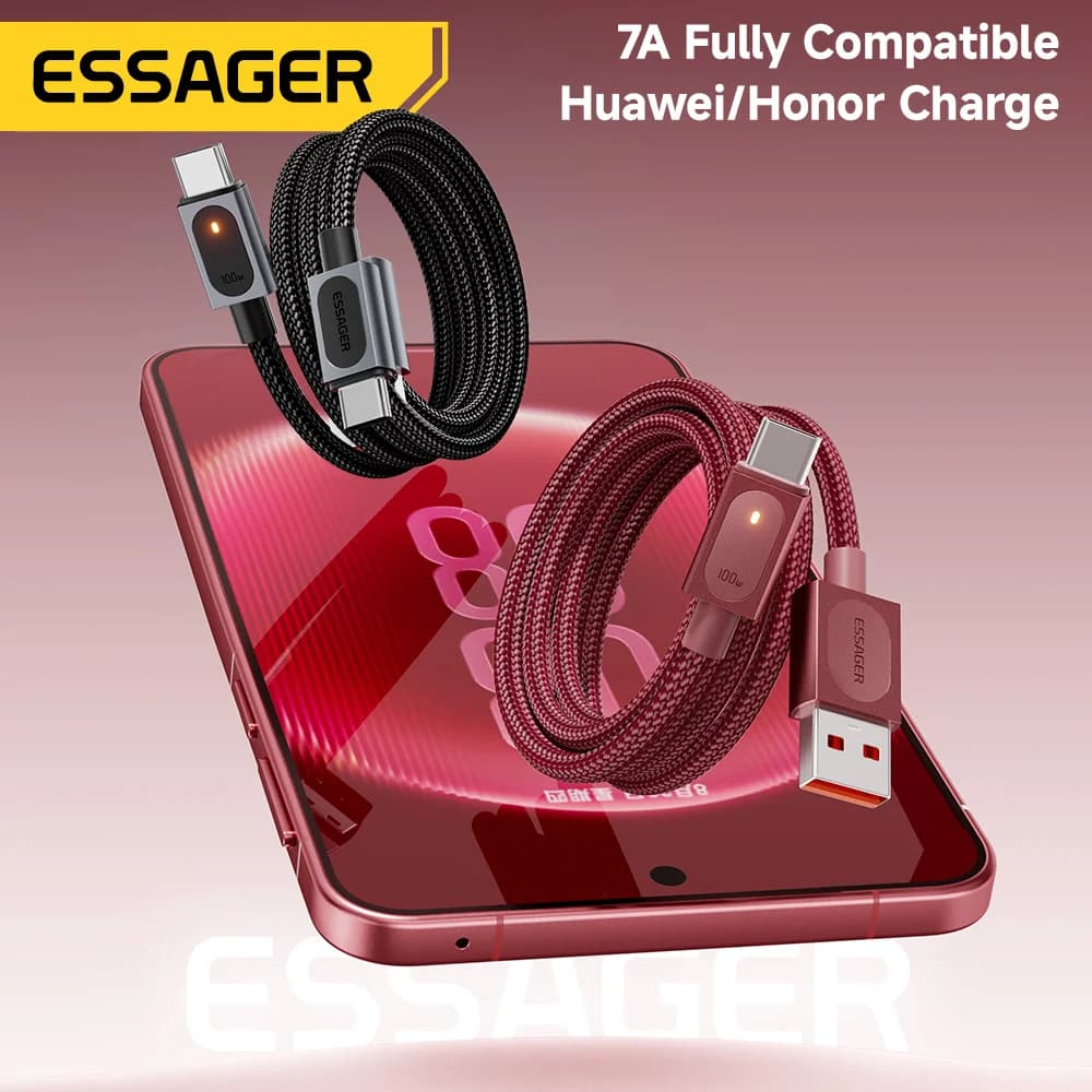 Kabel Pengecasan Pantas USB-A ke USB-C 7A 100W