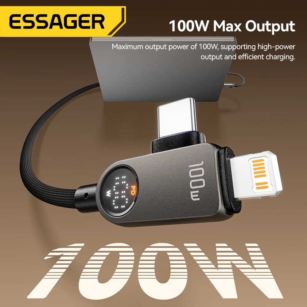 Kabel USB-C ke Lightning 2-dalam-1, 100W PD
