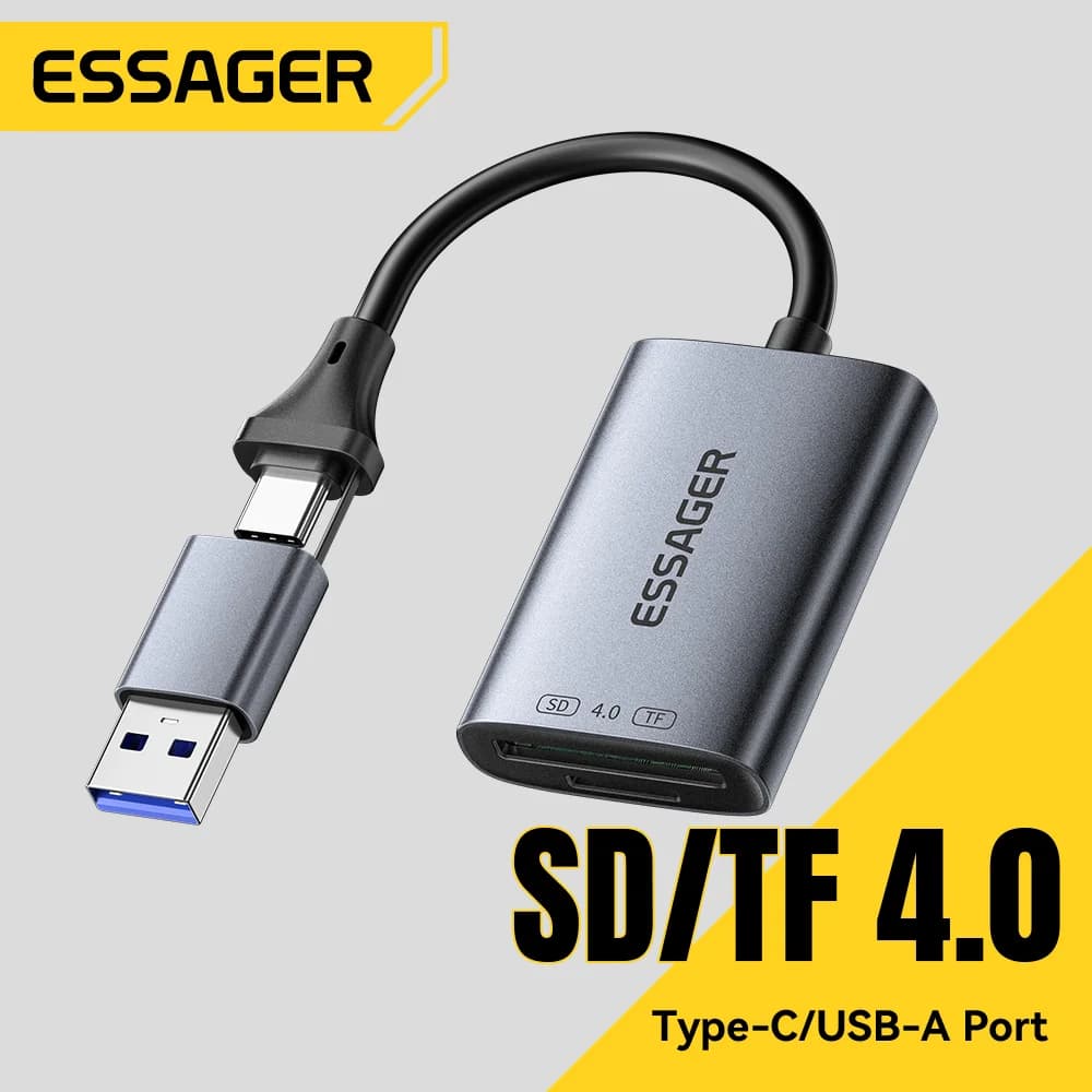 Pembaca Kad SD/TF USB 4.0 2-dalam-1 Berkelajuan Tinggi
