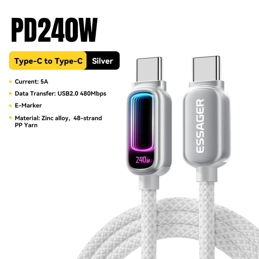 Kabel USB-C ke USB-C 240W dengan Sokongan PD 3.1 100W