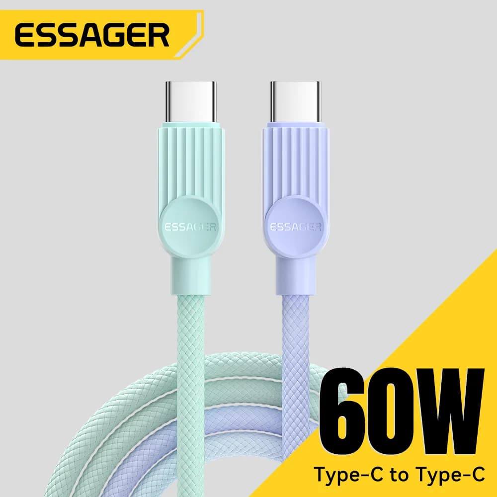 Kabel USB-C ke USB-C Berwarna dengan Pengecasan PD 60W