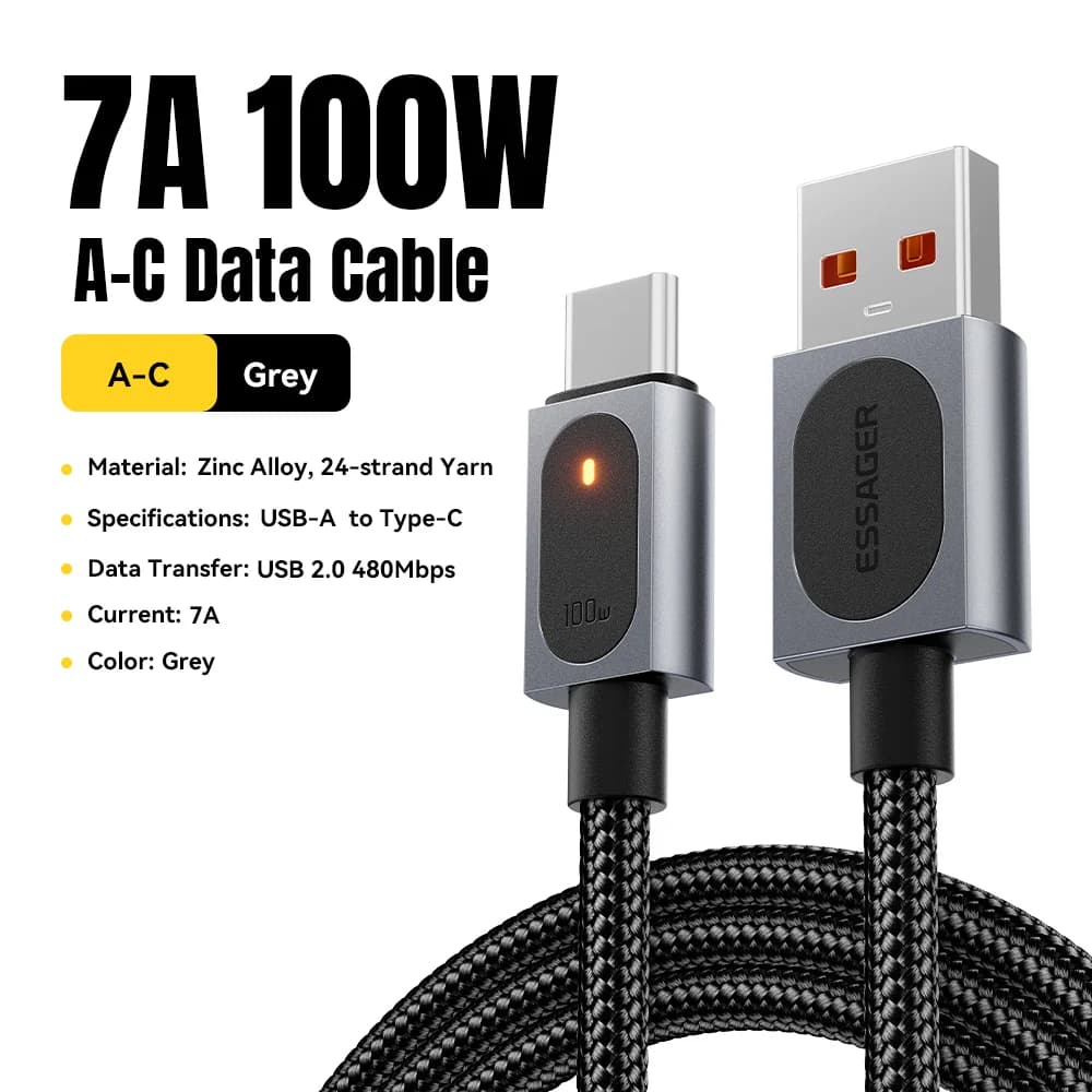 Kabel Pengecasan Pantas USB-A ke USB-C 7A 100W