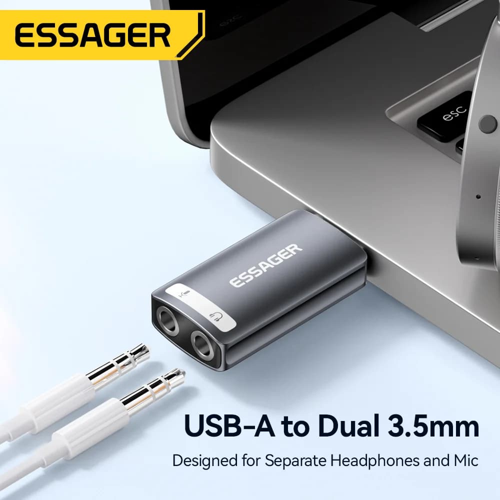 Kad Bunyi USB Luaran dengan Penyesuai Audio 3.5mm