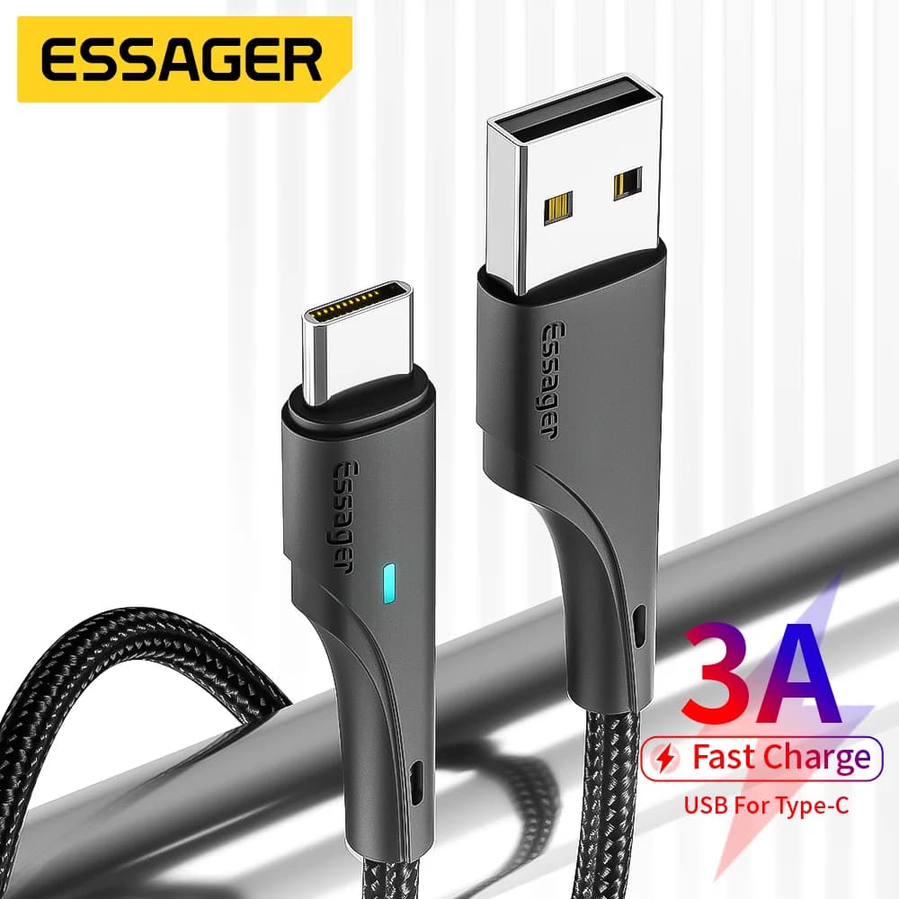 Kabel Pengecasan Pantas 3A USB-A ke USB-C