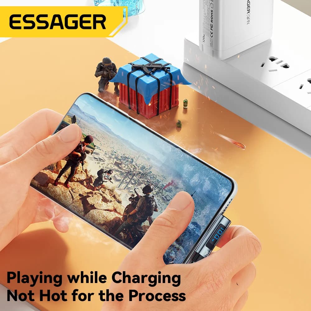 Kabel USB-C Lengkung 7A 100W dengan Paparan Digital