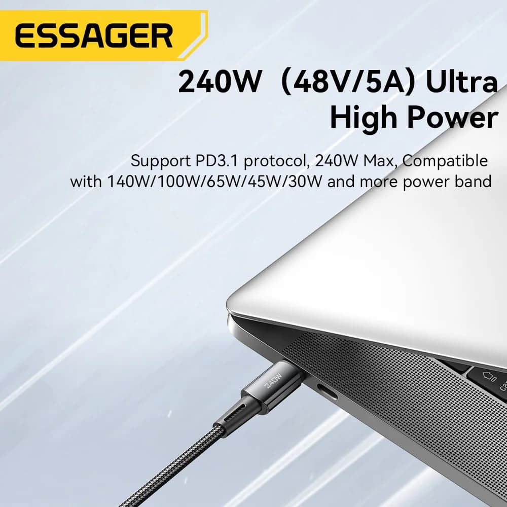 Kabel Data USB-C Pengecasan Pantas Super 240W 6A