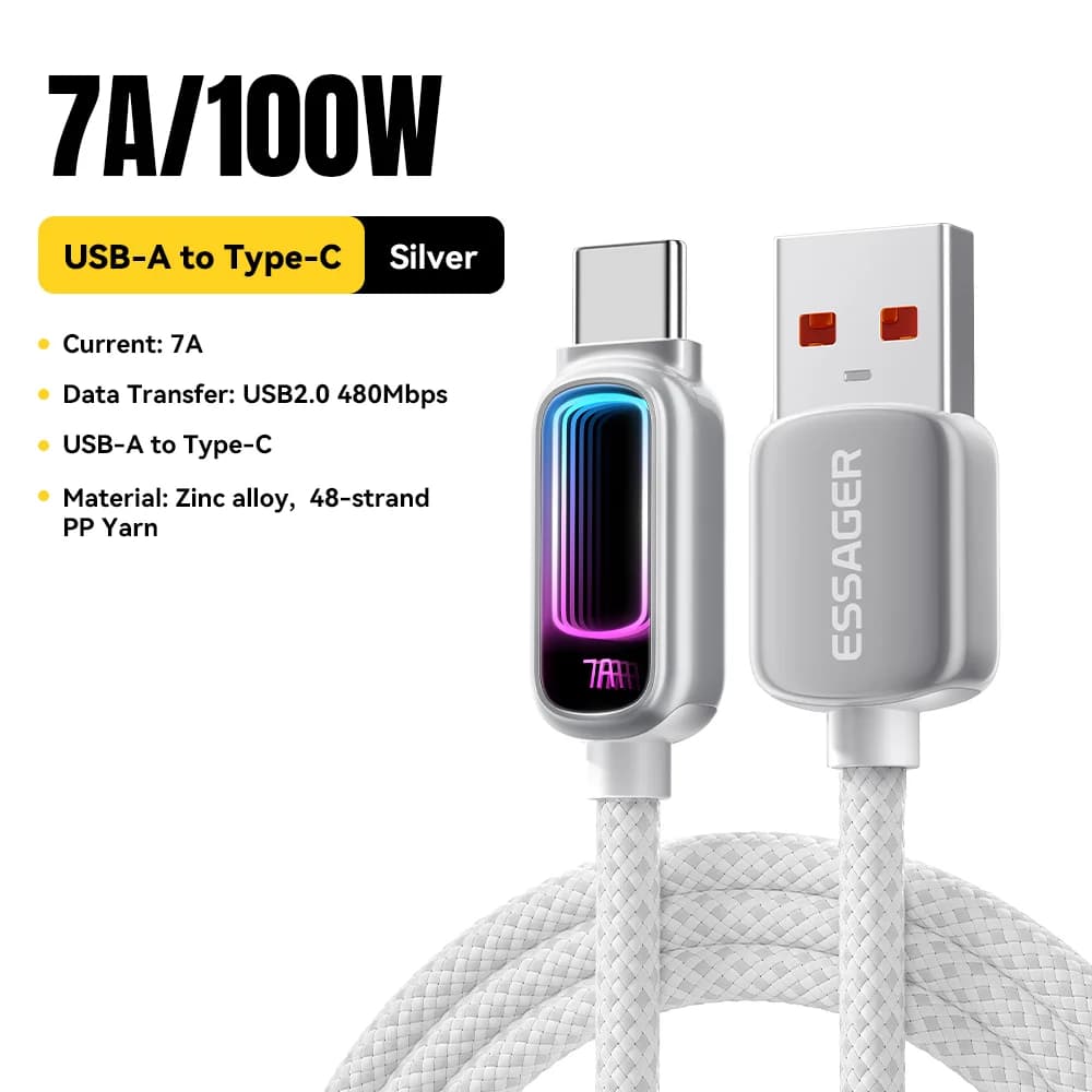 Kabel USB-C Pengecasan Pantas PD 7A 100W