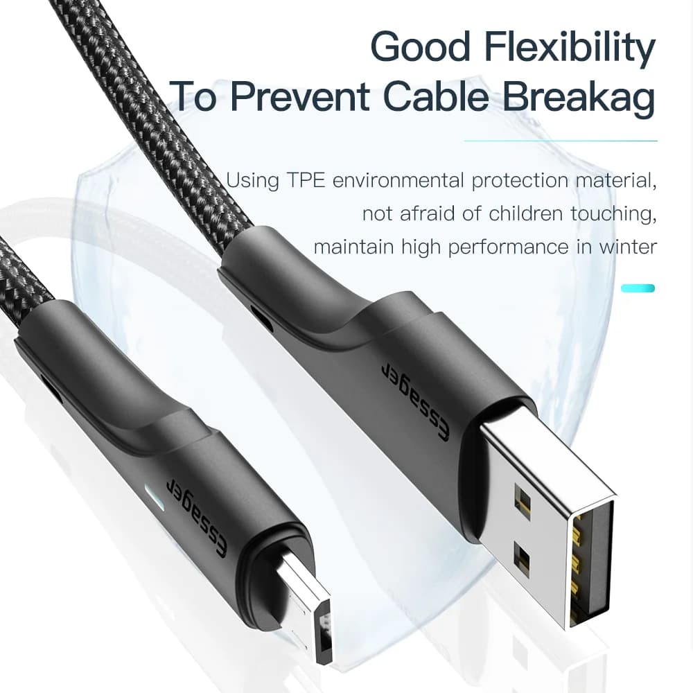Kabel Data Pengecasan Pantas Micro USB