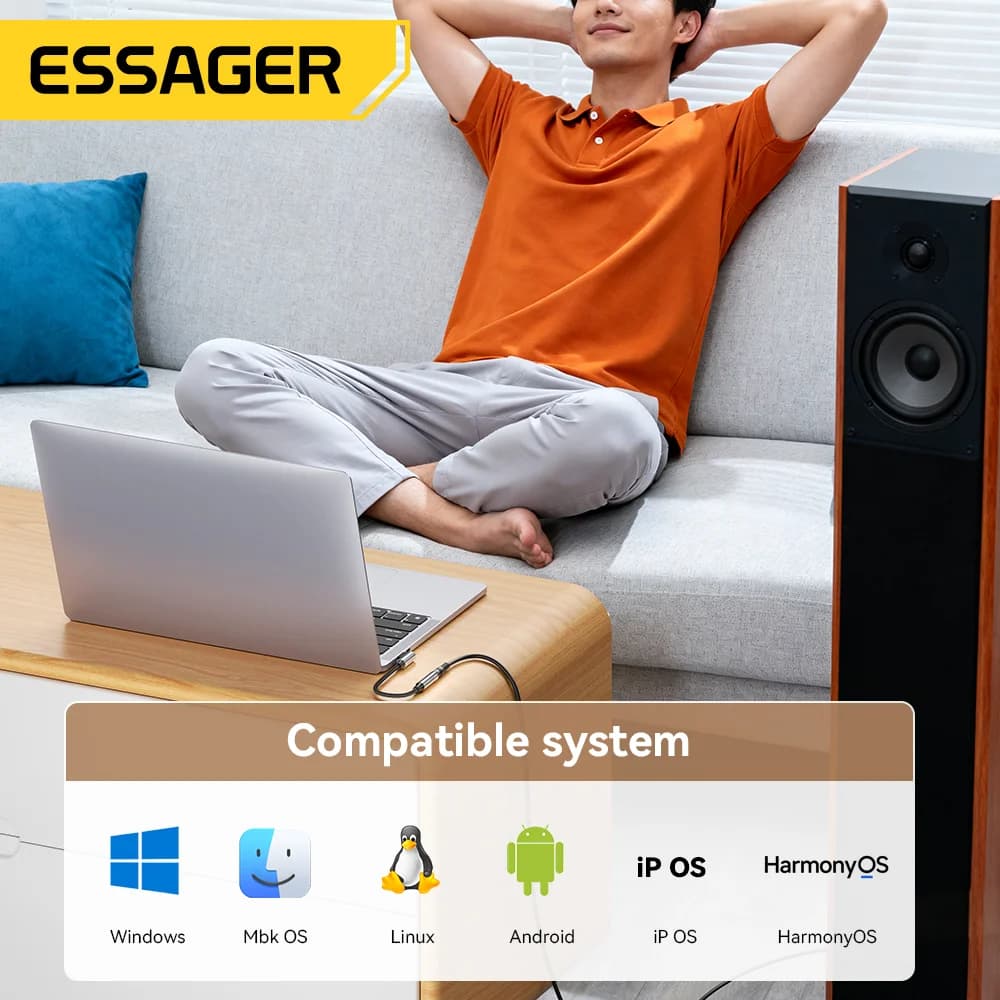 Penyesuai Audio 3.5mm ke USB-C Bentuk L