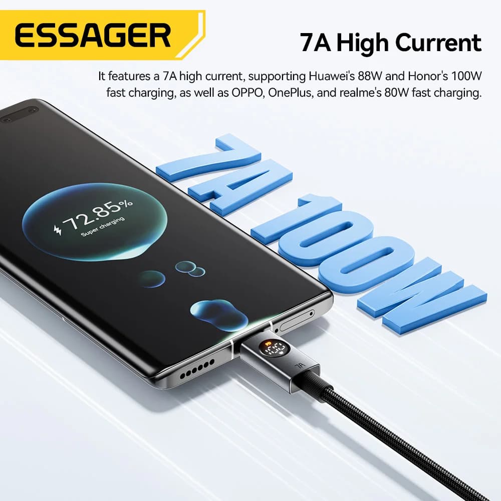 Kabel USB-C 7A 100W dengan Paparan Digital
