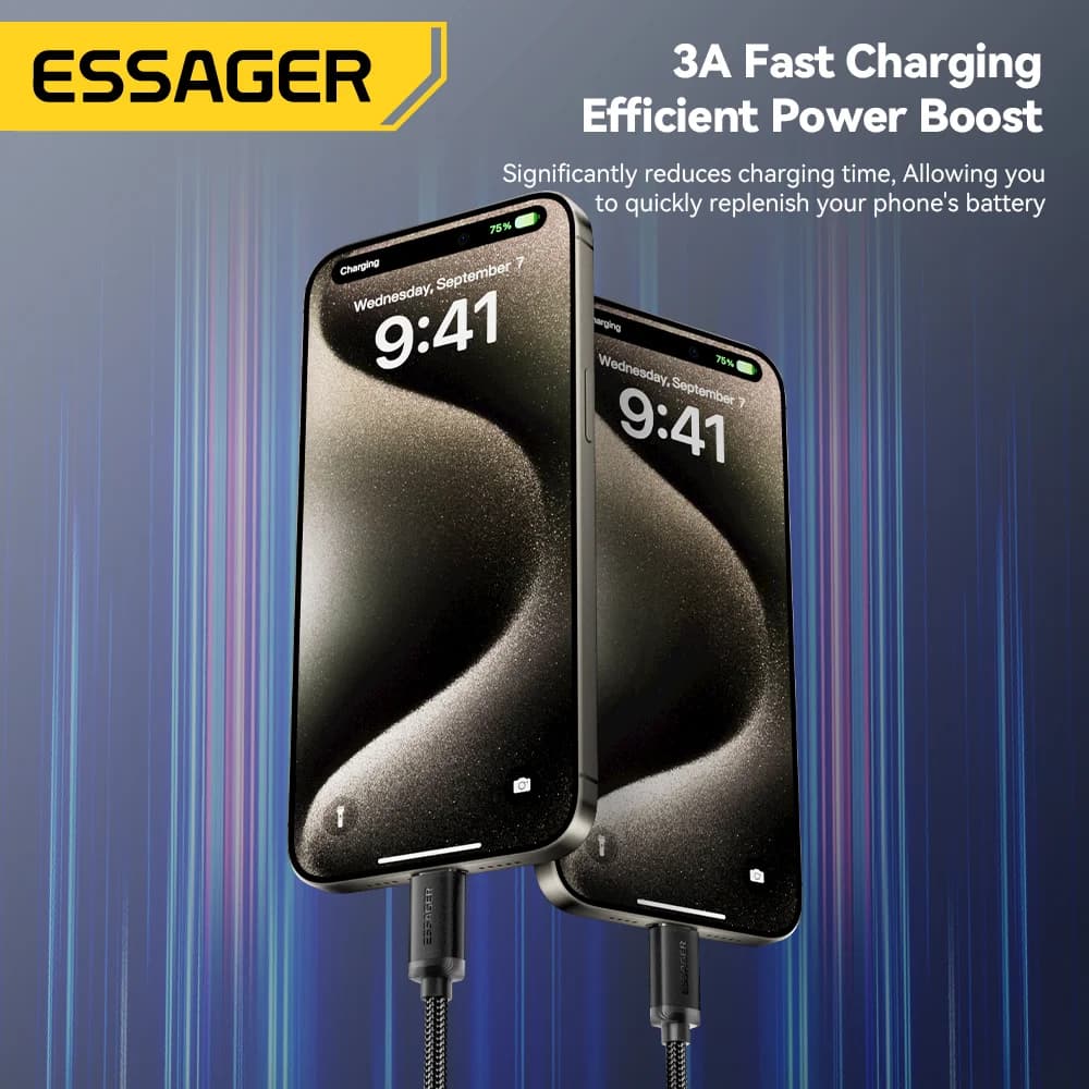 Kabel Data Pengecasan Pantas USB-A ke USB-C 3A