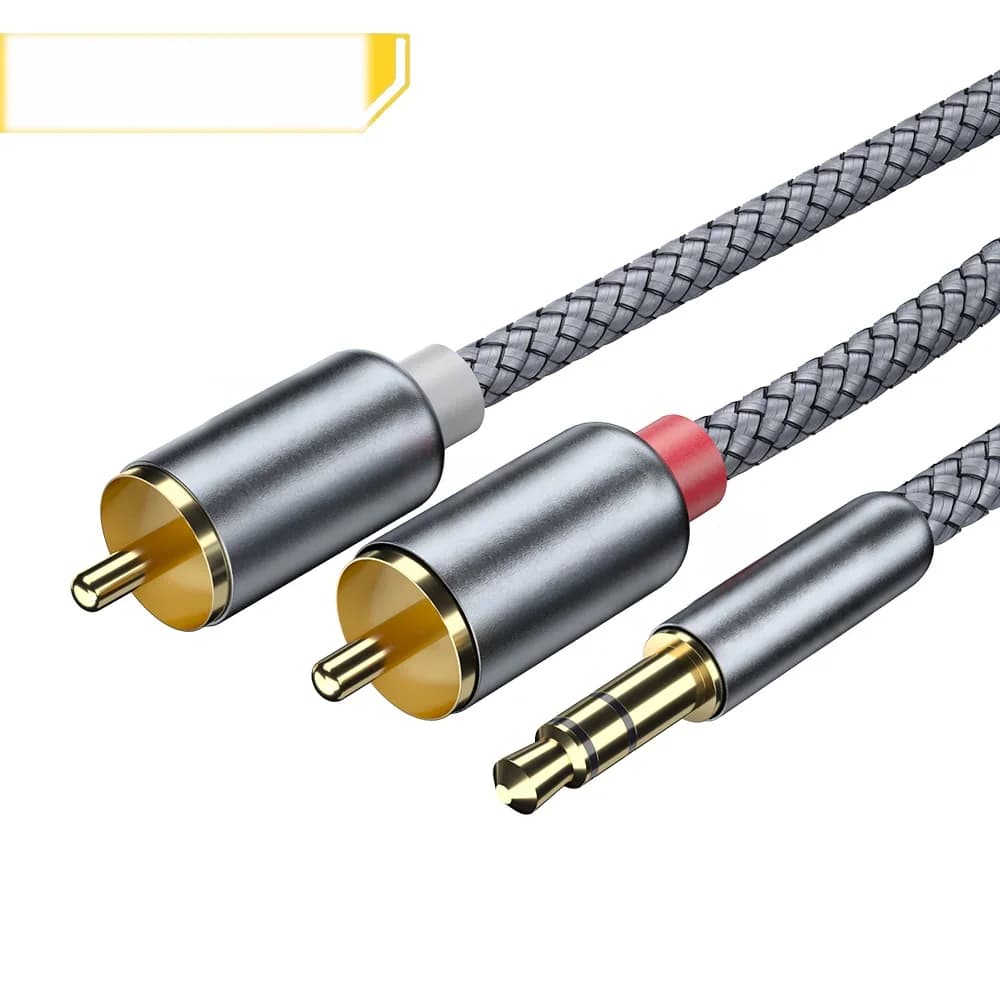 Kabel Audio Jack 3.5mm ke Dual RCA Lelaki