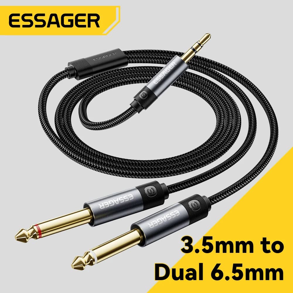 Kabel Audio Stereo Penyesuai 3.5mm ke Dual 6.35mm