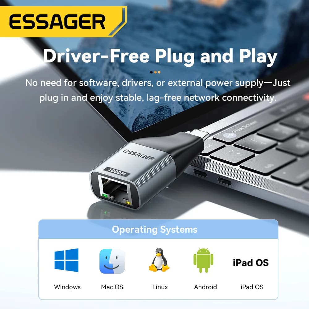 Penyesuai RJ45 Ethernet Gigabit USB-C