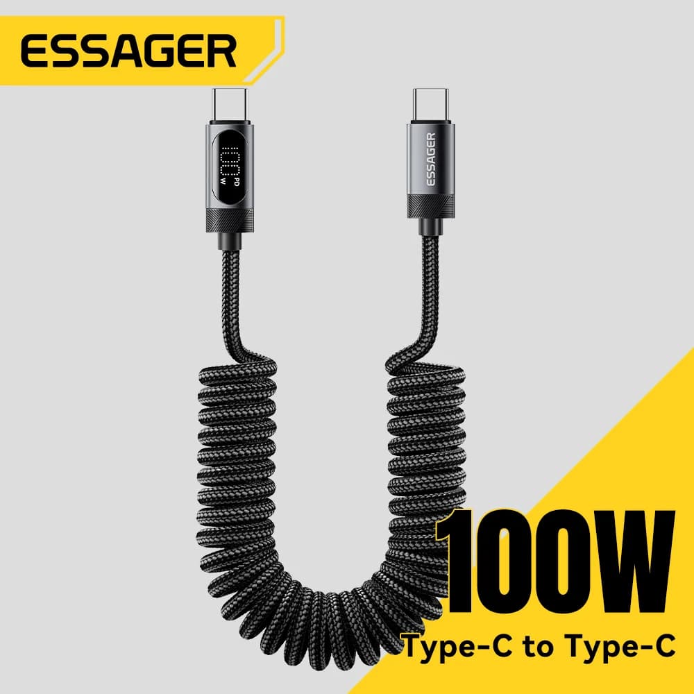 Kabel Kereta USB-C ke USB-C Spring 100W