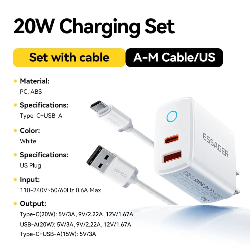 Set Pengecas Pantas USB-C PD 20W
