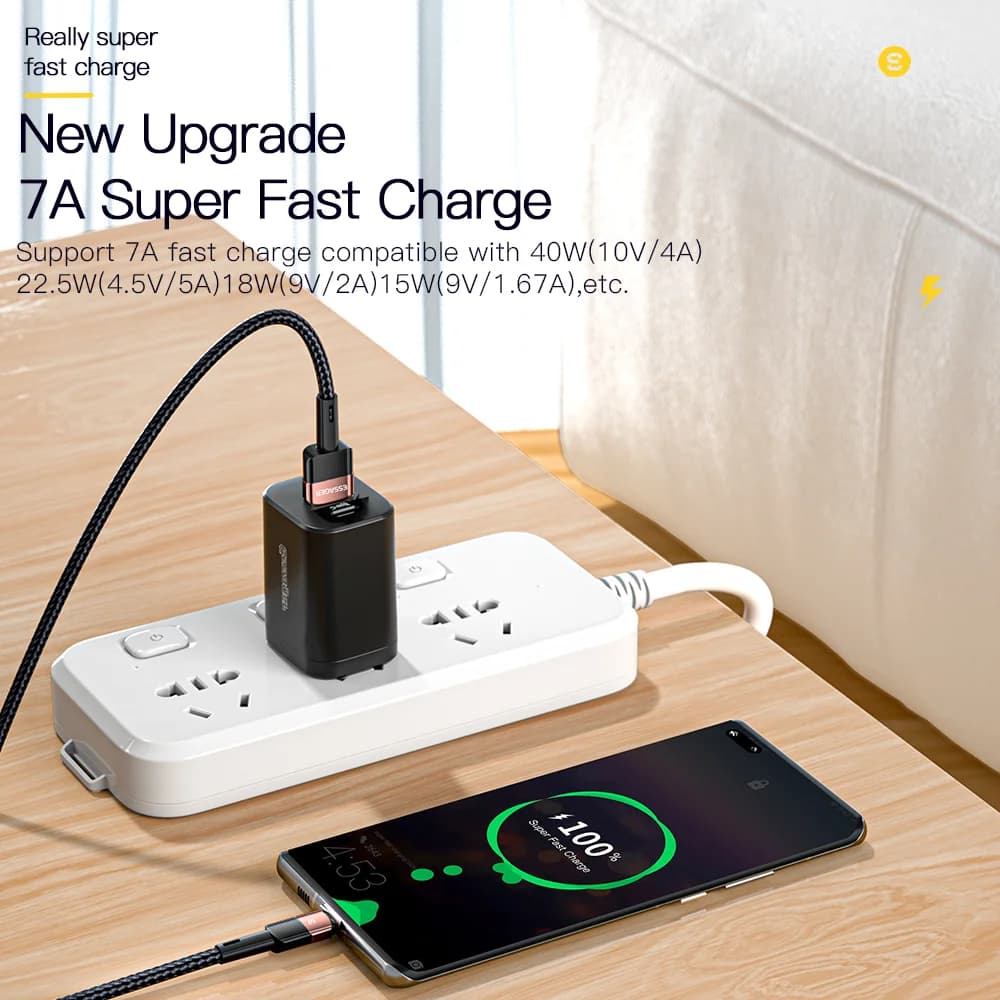 Kabel Pengecasan Pantas USB-C 100W, 7A