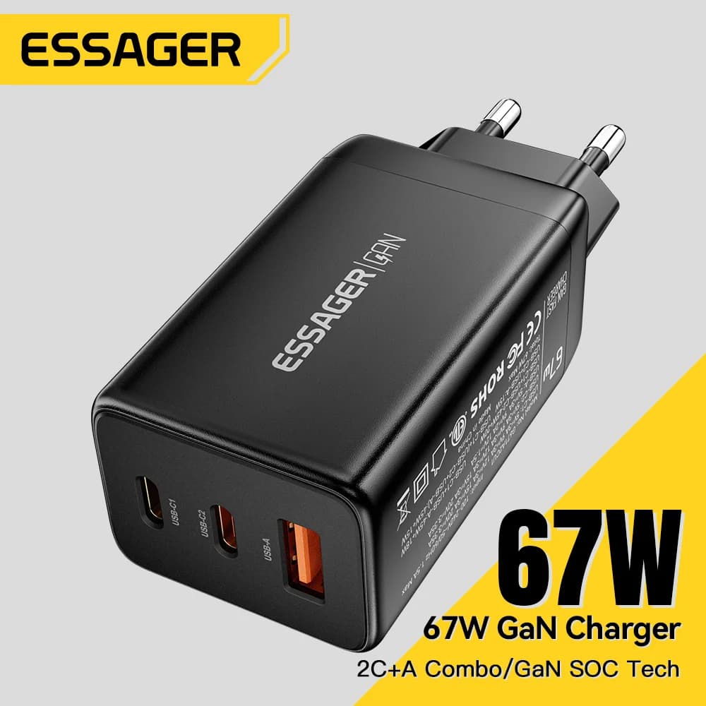 Pengecas Pantas USB Type-C GaN 67W dengan Sokongan PPS