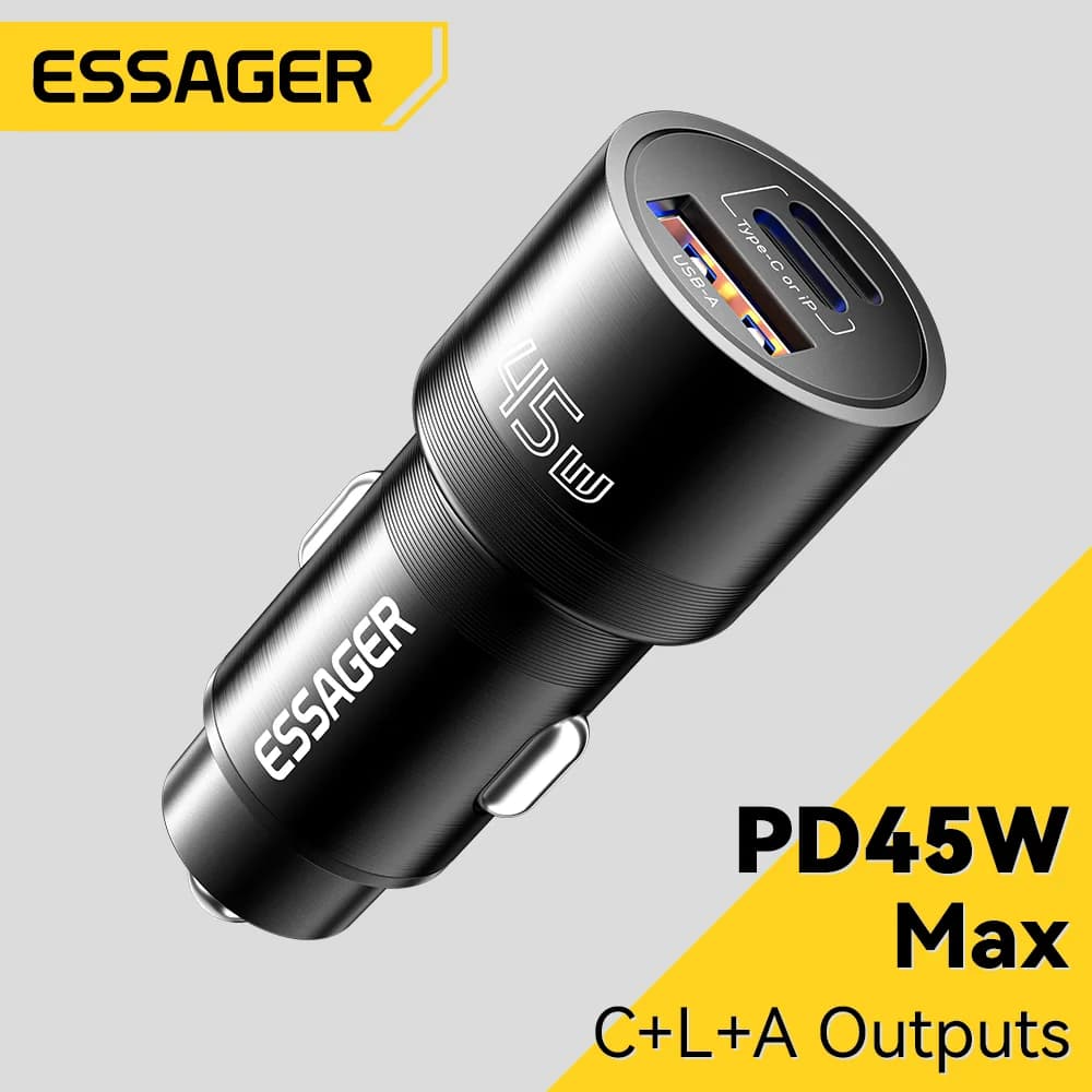 Pengecas Kereta USB-C 45W dengan PD dan QC 3.0