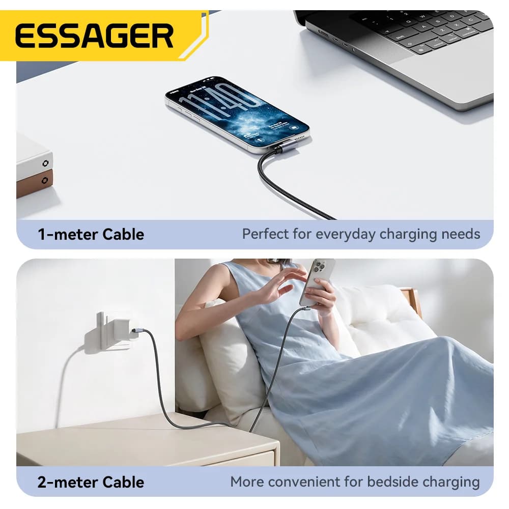 Kabel Pengecasan Pantas Siku 100W USB-C ke USB-C