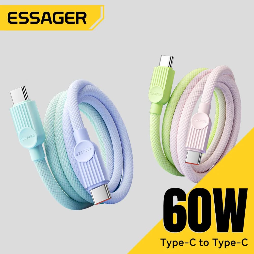 Kabel Pengecas Pantas USB-C ke USB-C Berwarna 60W