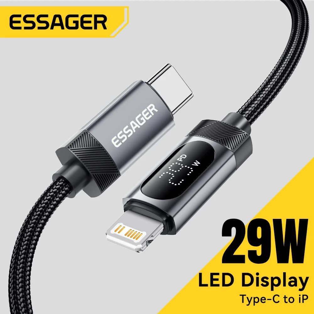 Kabel USB-C ke Lightning Paparan Digital, 29W PD