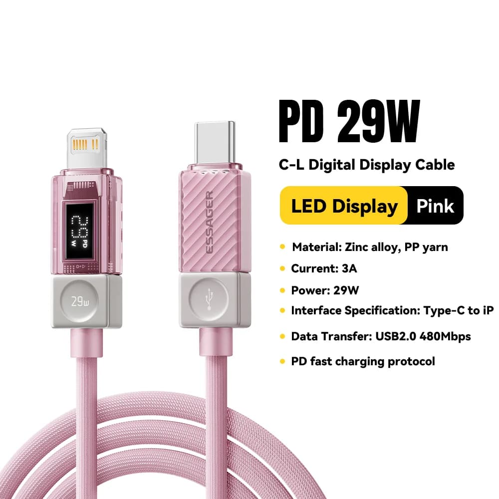 USB-C to Lightning Cable with Digital Display