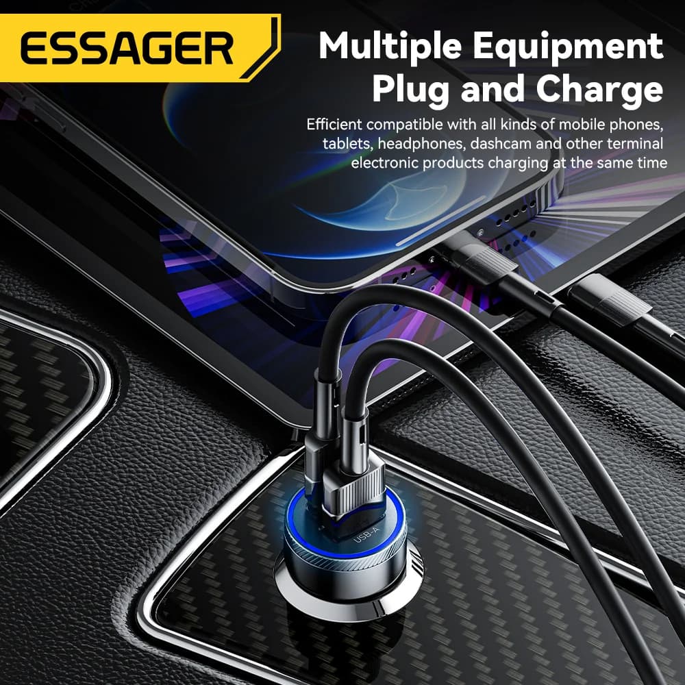 Pengecas Kereta USB-C 54W, Pengecasan Pantas 5A