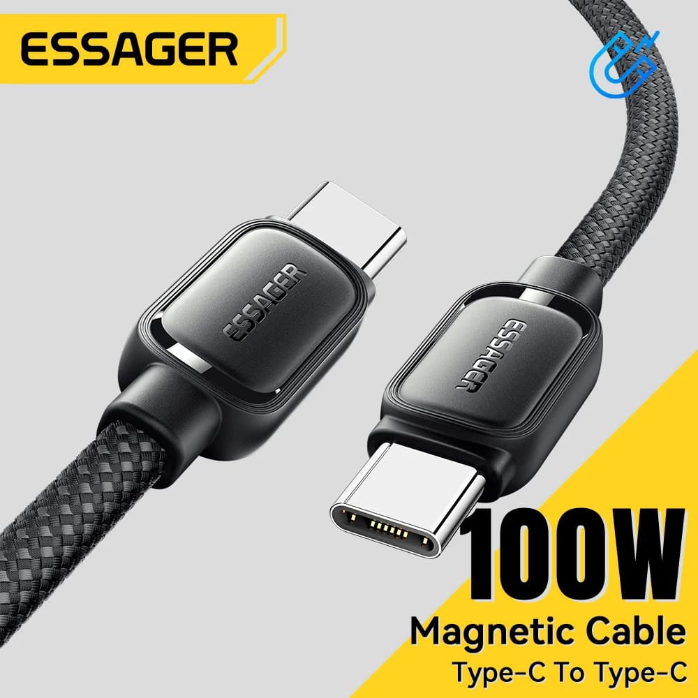 Kabel Pengecasan USB-C Magnetik Anti-Belit 100W