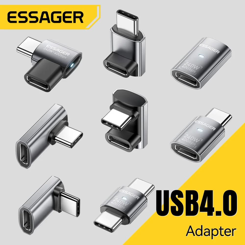 Penyesuai Data OTG USB4.0 240W Sudut 90-Derajat 8K