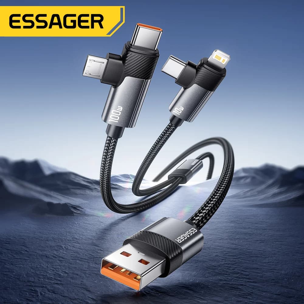 Kabel Pengecasan Pantas 100W 2-dalam-1 Type-C dan Lightning