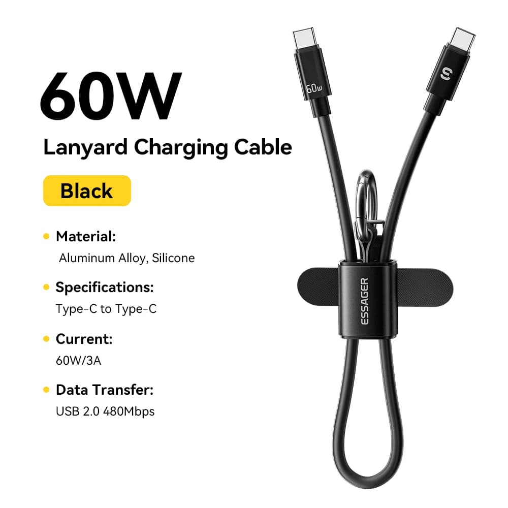 Kabel Tali Leher Pendek USB-C ke USB-C 60W