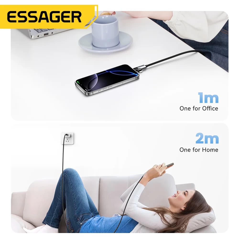 Kabel Pengecasan Pantas 2-dalam-1 65W PD Type-C/USB-A ke Micro