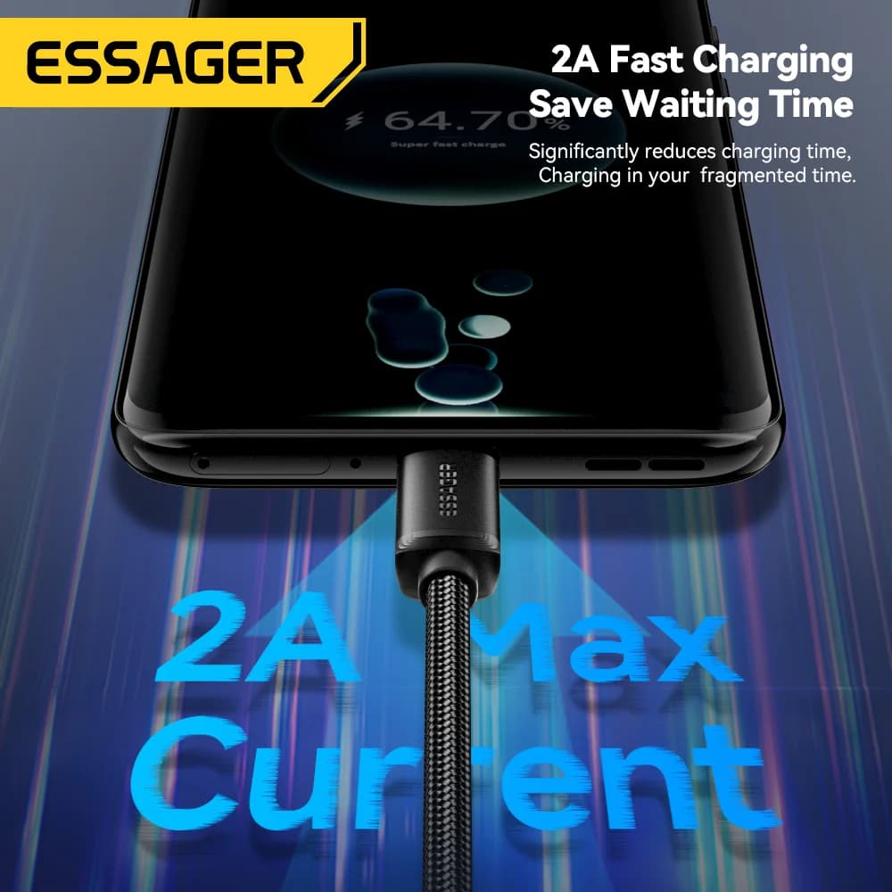 Kabel Pengecasan Pantas 2-dalam-1 USB Type-C dan Micro USB