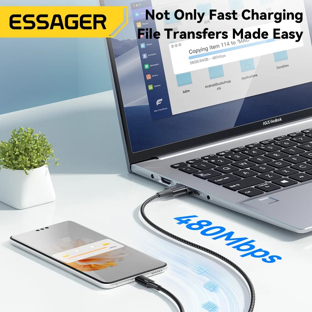 Kabel Pengecas USB-C ke Lightning 3-dalam-1 100W