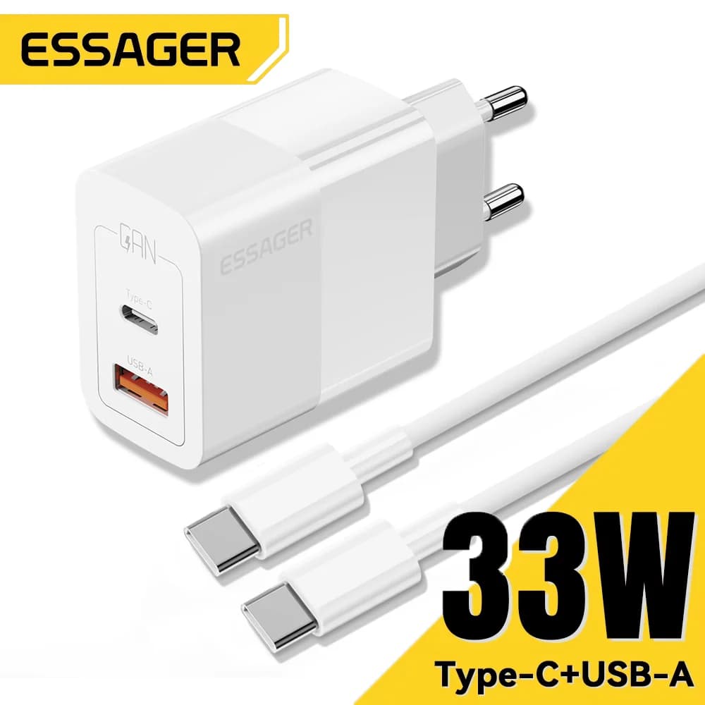 Pengecas Dinding Mini USB-C Port Dwi 33W Pantas