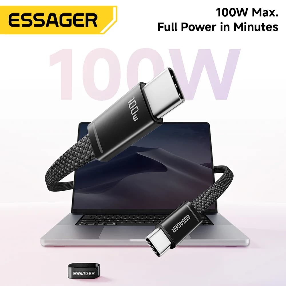 Kabel Pengecasan Pantas PD USB-C ke USB-C Nipis 100W