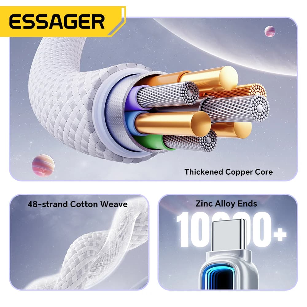 Kabel USB-C Pengecasan Pantas PD 7A 100W