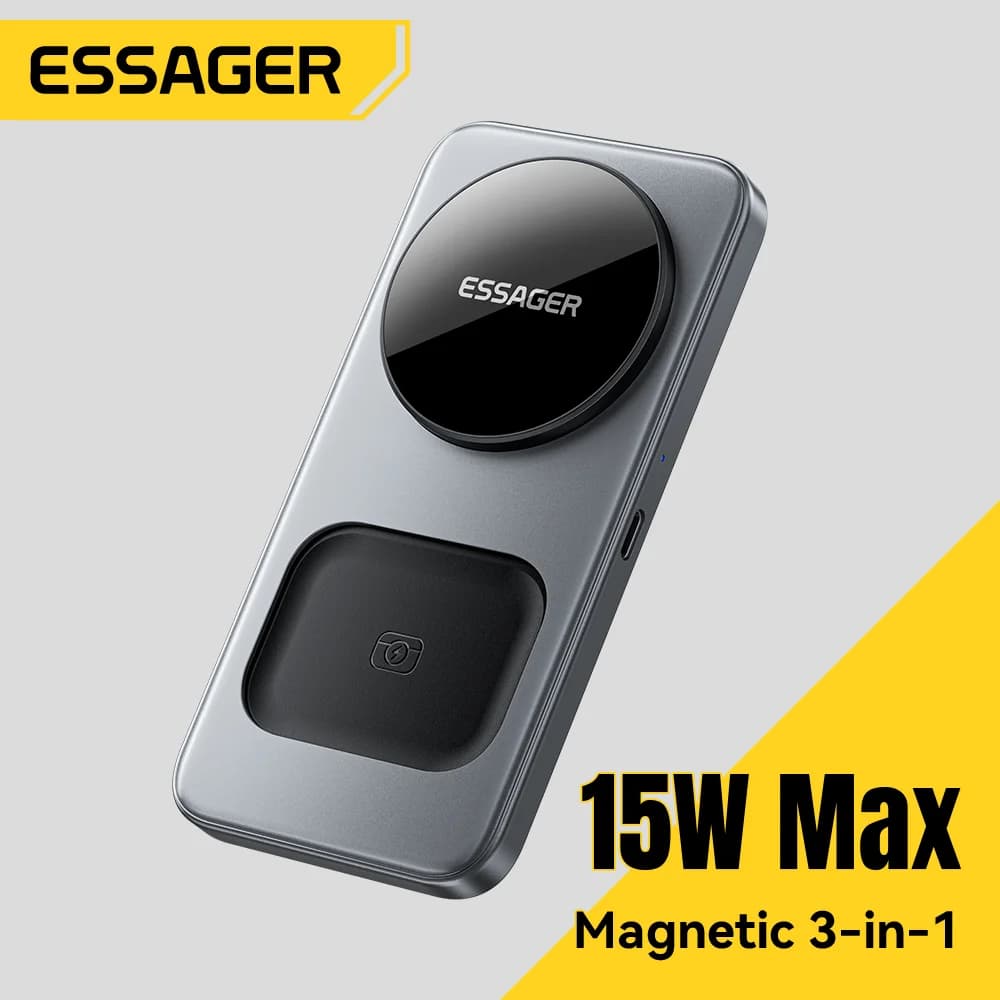 Stesen Pengecasan Wayarles Magnetik Boleh Lipat 3-dalam-1 15W