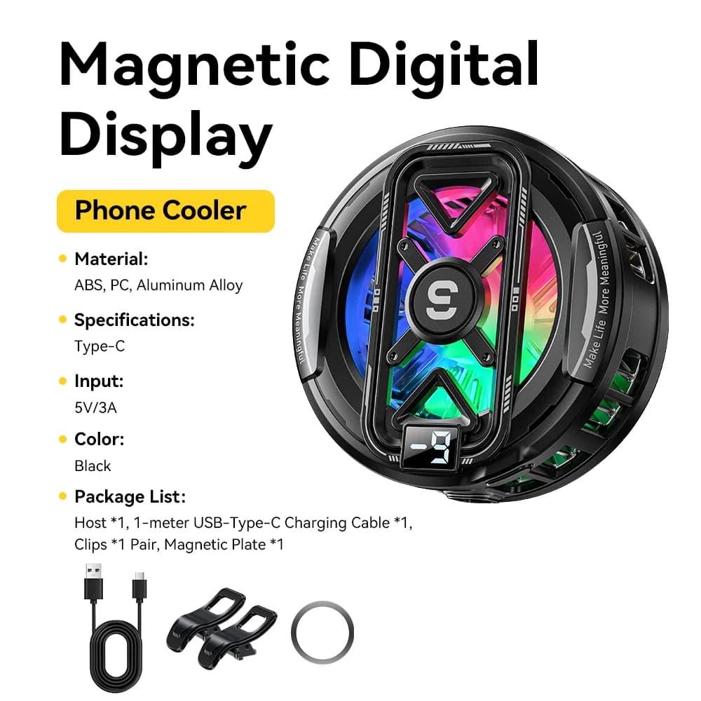 Penyejuk Telefon Radiator Paparan Digital Magnetik