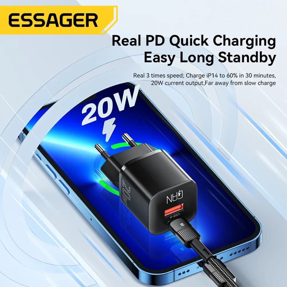 Pengecas Pantas USB-C PD GaN 20W