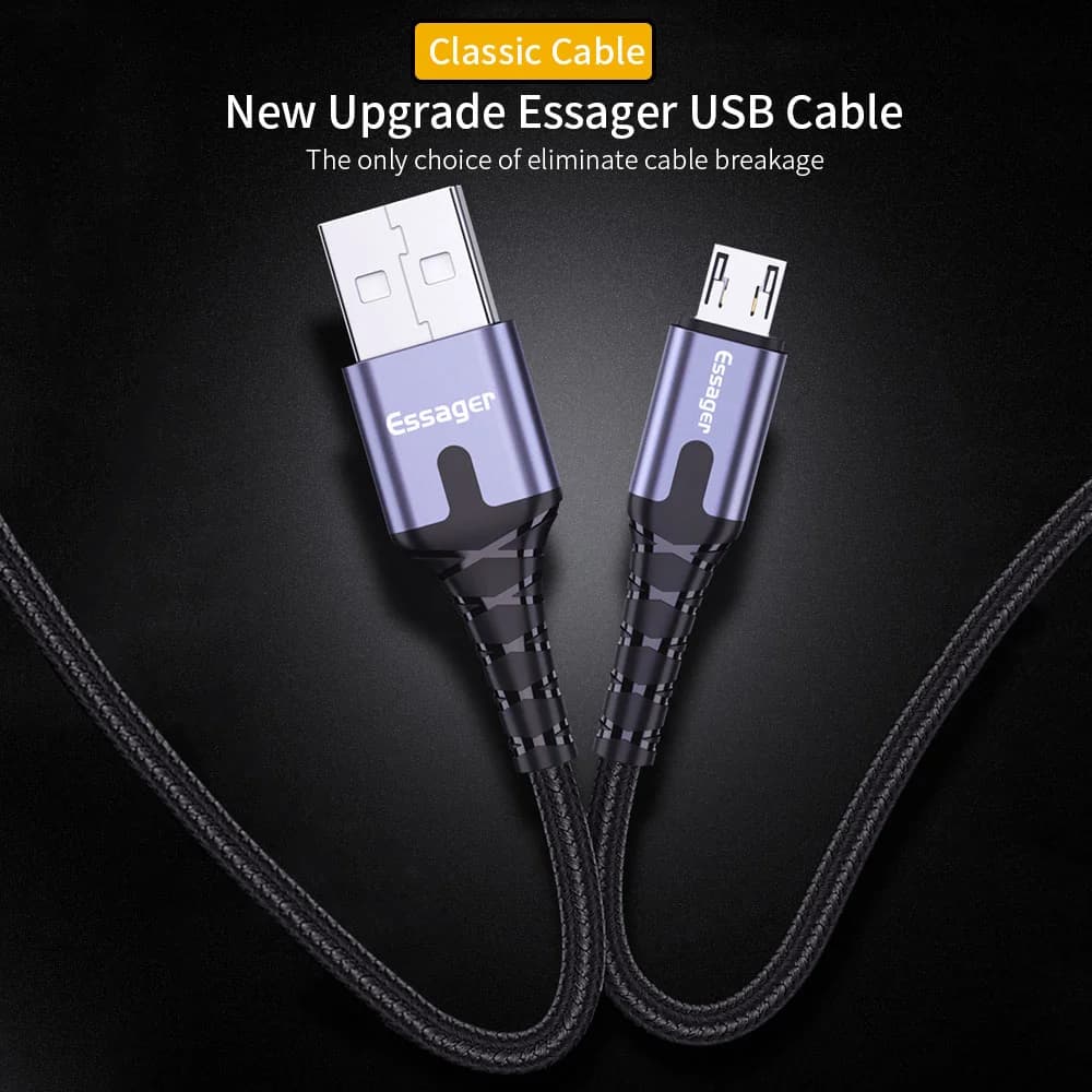 Kabel Pengecasan Pantas LED Micro USB, 2M/3M