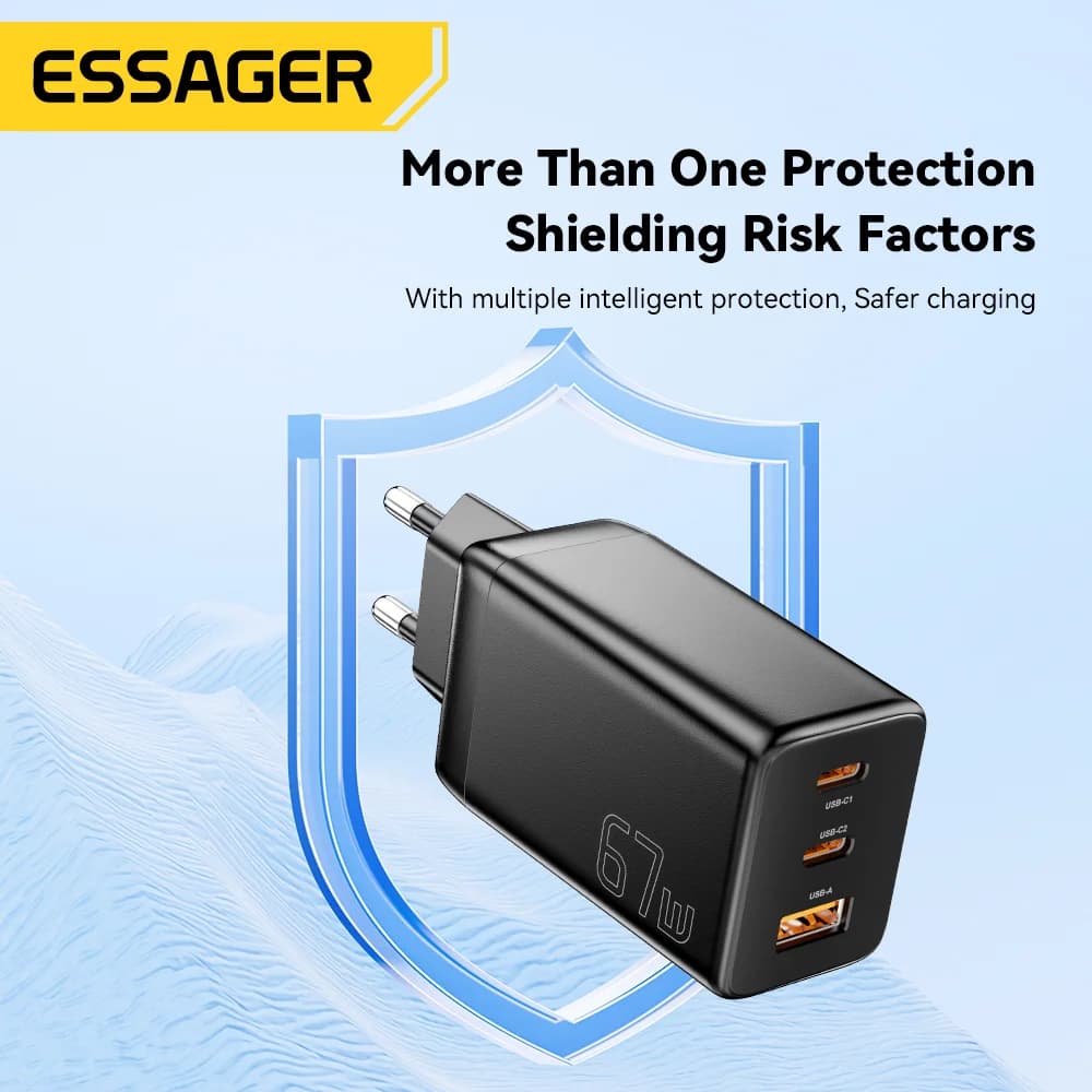 Pengecas Pantas USB Type-C GaN 67W dengan Sokongan PPS