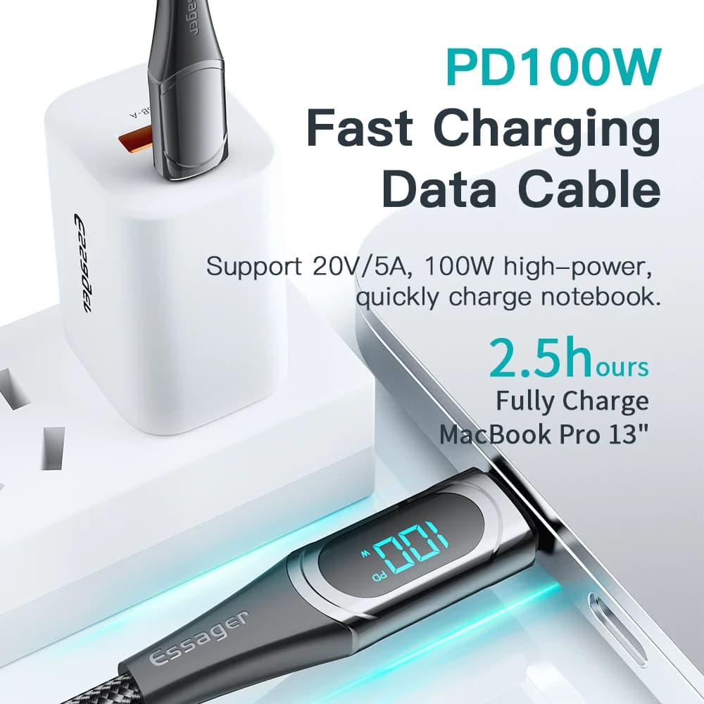 Kabel USB-C ke USB-C 100W, 2M