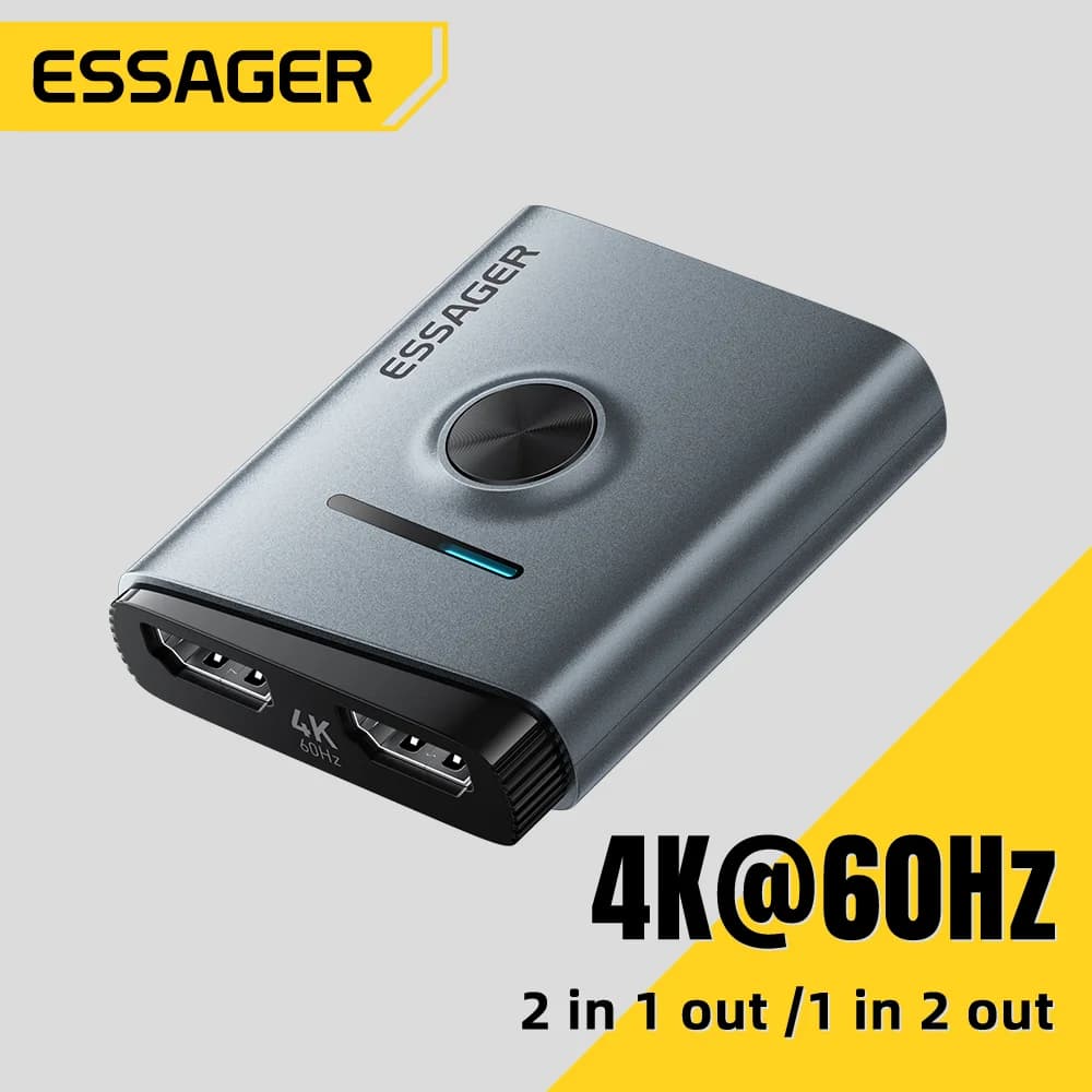 Pengalih HDMI 4K 60Hz Pembahagi 2-dalam-1 Adapter